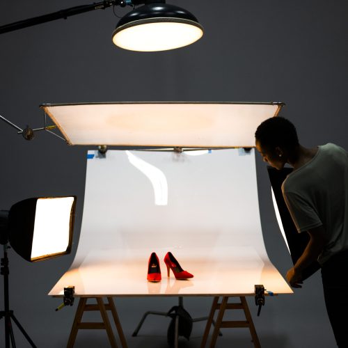 Product photography shoot of shoes